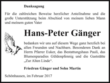 Traueranzeige von Hans-Peter Gänger  von Magdeburger Volksstimme
