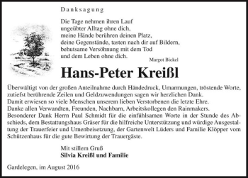 Traueranzeige von Hans-Peter Kreißl  von Magdeburger Volksstimme