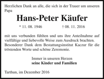 Traueranzeige von Hans-Peter Käufer  von Magdeburger Volksstimme