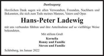 Traueranzeige von Hans-Peter Ladewig  von Magdeburger Volksstimme