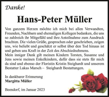 Traueranzeige von Hans-Peter Müller  von Magdeburger Volksstimme