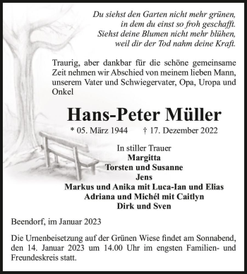 Traueranzeige von Hans-Peter Müller  von Magdeburger Volksstimme