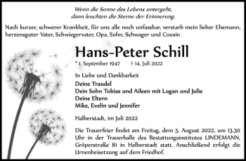 Traueranzeige von Hans-Peter Schill  von Magdeburger Volksstimme