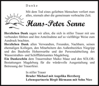 Traueranzeige von Hans-Peter Senne  von Magdeburger Volksstimme