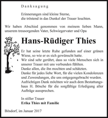 Traueranzeige von Hans-Rüdiger Thies  von Magdeburger Volksstimme