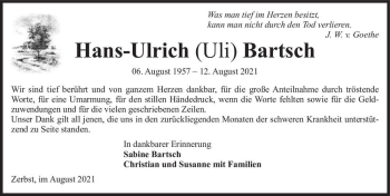 Traueranzeige von Hans-Ulrich 