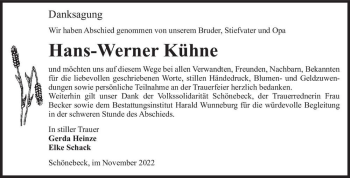 Traueranzeige von Hans-Werner Kühne  von Magdeburger Volksstimme