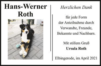 Traueranzeige von Hans-Werner Roth  von Magdeburger Volksstimme