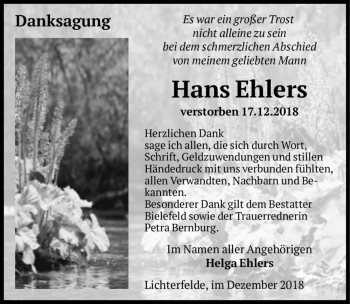 Traueranzeige von Hans Ehlers  von Magdeburger Volksstimme