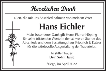 Traueranzeige von Hans Eichler  von Magdeburger Volksstimme