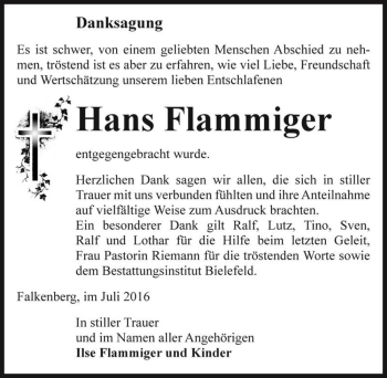 Traueranzeige von Hans Flammiger  von Magdeburger Volksstimme