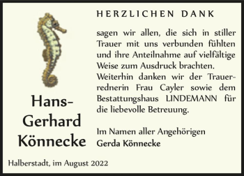 Traueranzeige von Hans Gerhard Könnecke  von Magdeburger Volksstimme