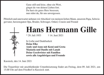 Traueranzeige von Hans Hermann Gille  von Magdeburger Volksstimme