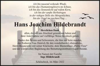 Traueranzeige von Hans Joachim Hildebrandt  von Magdeburger Volksstimme
