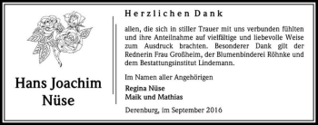 Traueranzeige von Hans Joachim Nüse  von Magdeburger Volksstimme