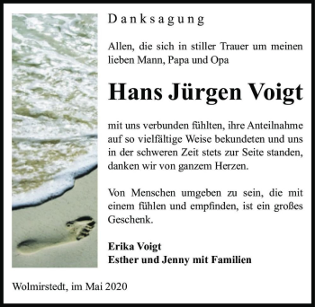 Traueranzeige von Hans Jürgen Voigt  von Magdeburger Volksstimme