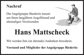 Traueranzeige von Hans Mattscheck  von Magdeburger Volksstimme