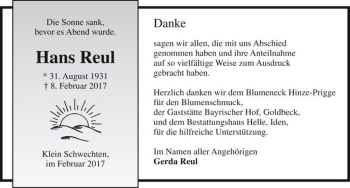 Traueranzeige von Hans Reul  von Magdeburger Volksstimme