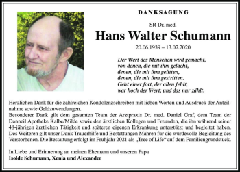 Traueranzeige von Hans Walter Schumann  von Magdeburger Volksstimme