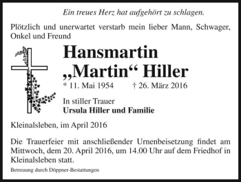 Traueranzeige von Hansmartin 