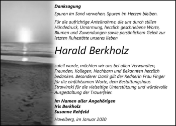 Traueranzeige von Harald Berkholz  von Magdeburger Volksstimme