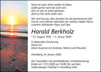 Traueranzeige von Harald Berkholz  von Magdeburger Volksstimme