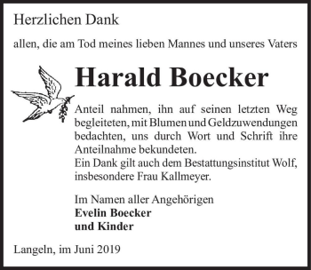 Traueranzeige von Harald Boecker  von Magdeburger Volksstimme