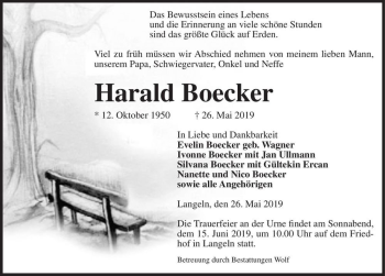 Traueranzeige von Harald Boecker  von Magdeburger Volksstimme