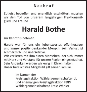 Traueranzeige von Harald Bothe  von Magdeburger Volksstimme