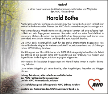 Traueranzeige von Harald Bothe  von Magdeburger Volksstimme