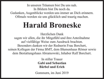 Traueranzeige von Harald Broneske  von Magdeburger Volksstimme