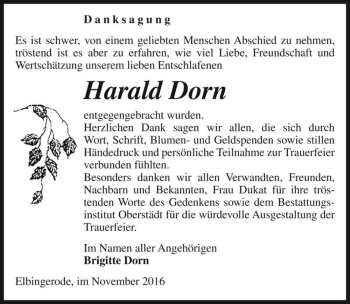 Traueranzeige von Harald Dorn  von Magdeburger Volksstimme