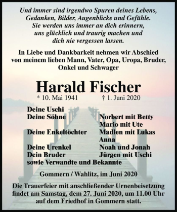 Traueranzeige von Harald Fischer  von Magdeburger Volksstimme