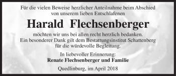 Traueranzeige von Harald Flechsenberger  von Magdeburger Volksstimme