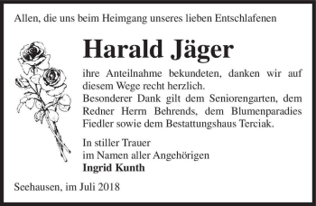Traueranzeige von Harald Jäger  von Magdeburger Volksstimme