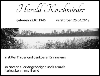 Traueranzeige von Harald Koschmieder  von Magdeburger Volksstimme
