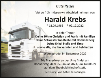 Traueranzeige von Harald Krebs  von Magdeburger Volksstimme