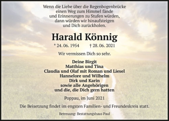 Traueranzeige von Harald Könnig  von Magdeburger Volksstimme