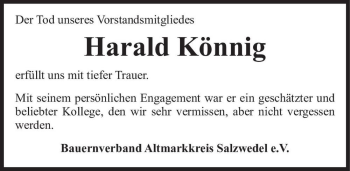 Traueranzeige von Harald Könnig  von Magdeburger Volksstimme