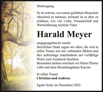 Traueranzeige von Harald Meyer  von Magdeburger Volksstimme