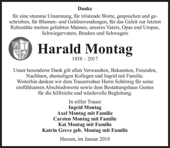 Traueranzeige von Harald Montag  von Magdeburger Volksstimme