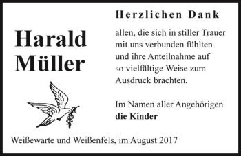 Traueranzeige von Harald Müller  von Magdeburger Volksstimme
