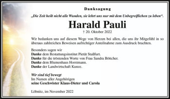 Traueranzeige von Harald Pauli  von Magdeburger Volksstimme