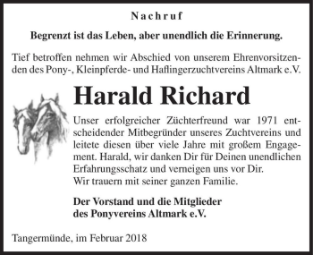Traueranzeige von Harald Richard  von Magdeburger Volksstimme