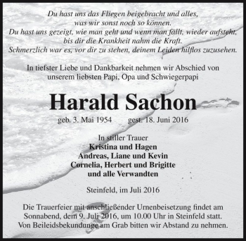 Traueranzeige von Harald Sachon  von Magdeburger Volksstimme