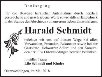 Traueranzeige von Harald Schmidt  von Magdeburger Volksstimme