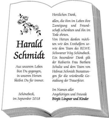 Traueranzeige von Harald Schmidt  von Magdeburger Volksstimme