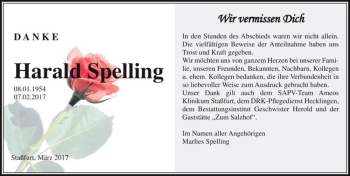 Traueranzeige von Harald Spelling  von Magdeburger Volksstimme