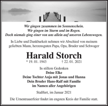Traueranzeige von Harald Storch  von Magdeburger Volksstimme