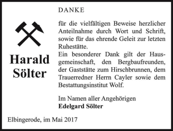 Traueranzeige von Harald Sölter  von Magdeburger Volksstimme
